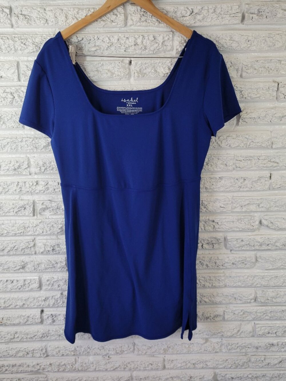 Isabel Maternity Women's XXL Blue Open Back Tunic Square Neck Top BLU13E